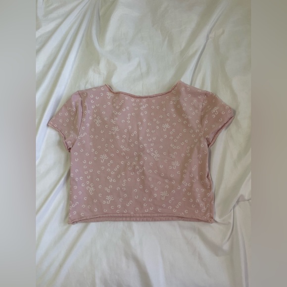 Shein Light Pink Crop Flower Top - Picture 2 of 2